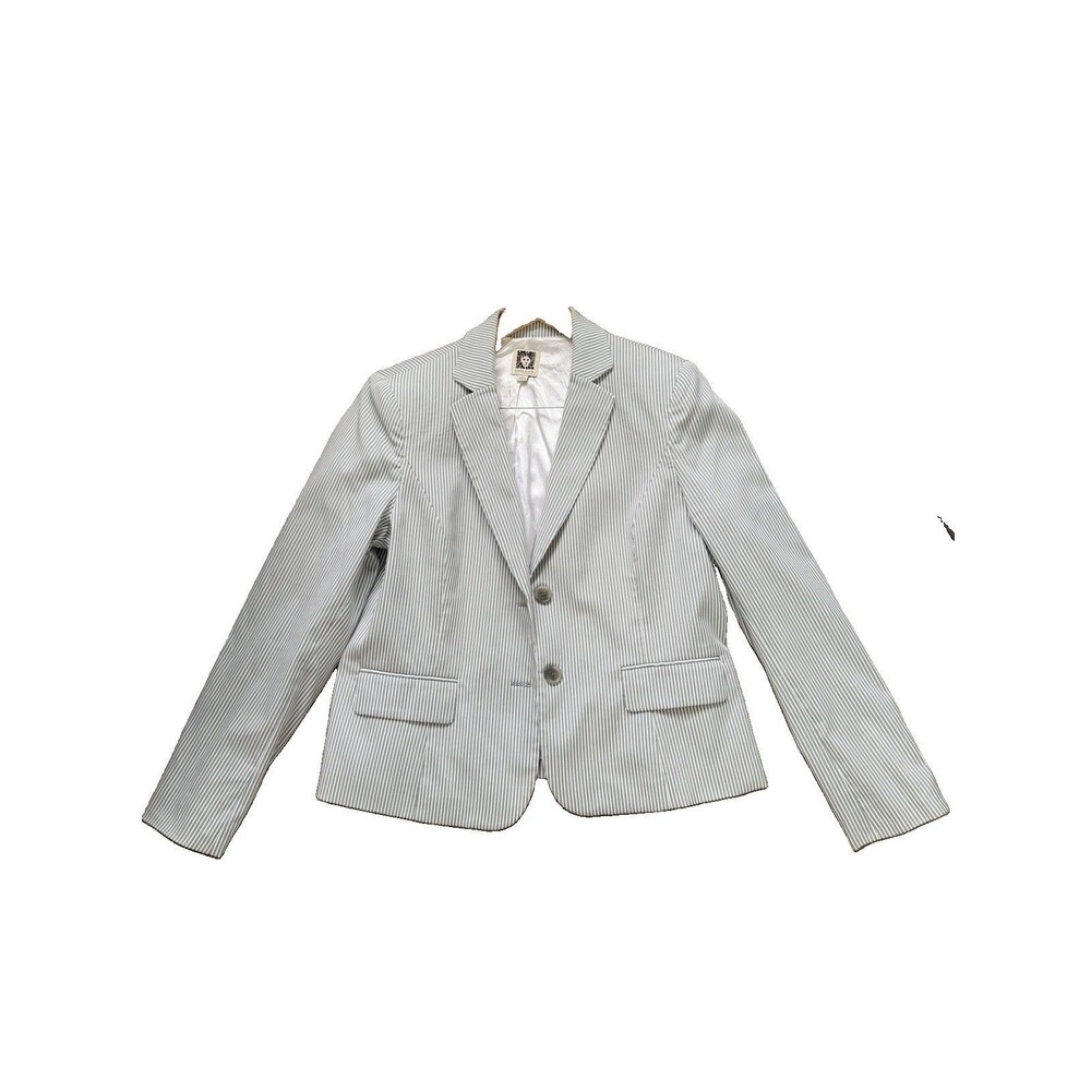 Anne Klein Gray White Pinstripe Blazer Jacket Women’s Size 14 Career Office